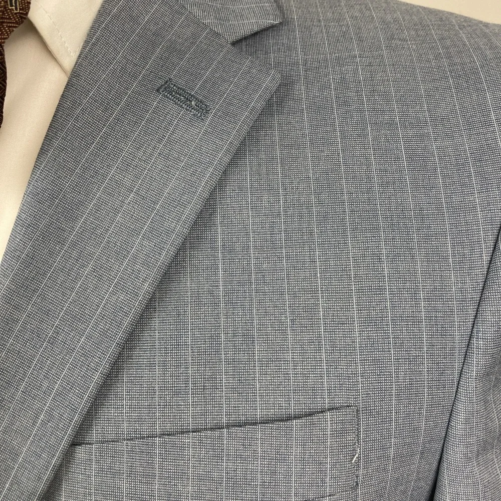 Kenneth Cole Reaction Men's Pinstripe Slim-Fit Techni-Cole Suit Blue 38S 30W 30L